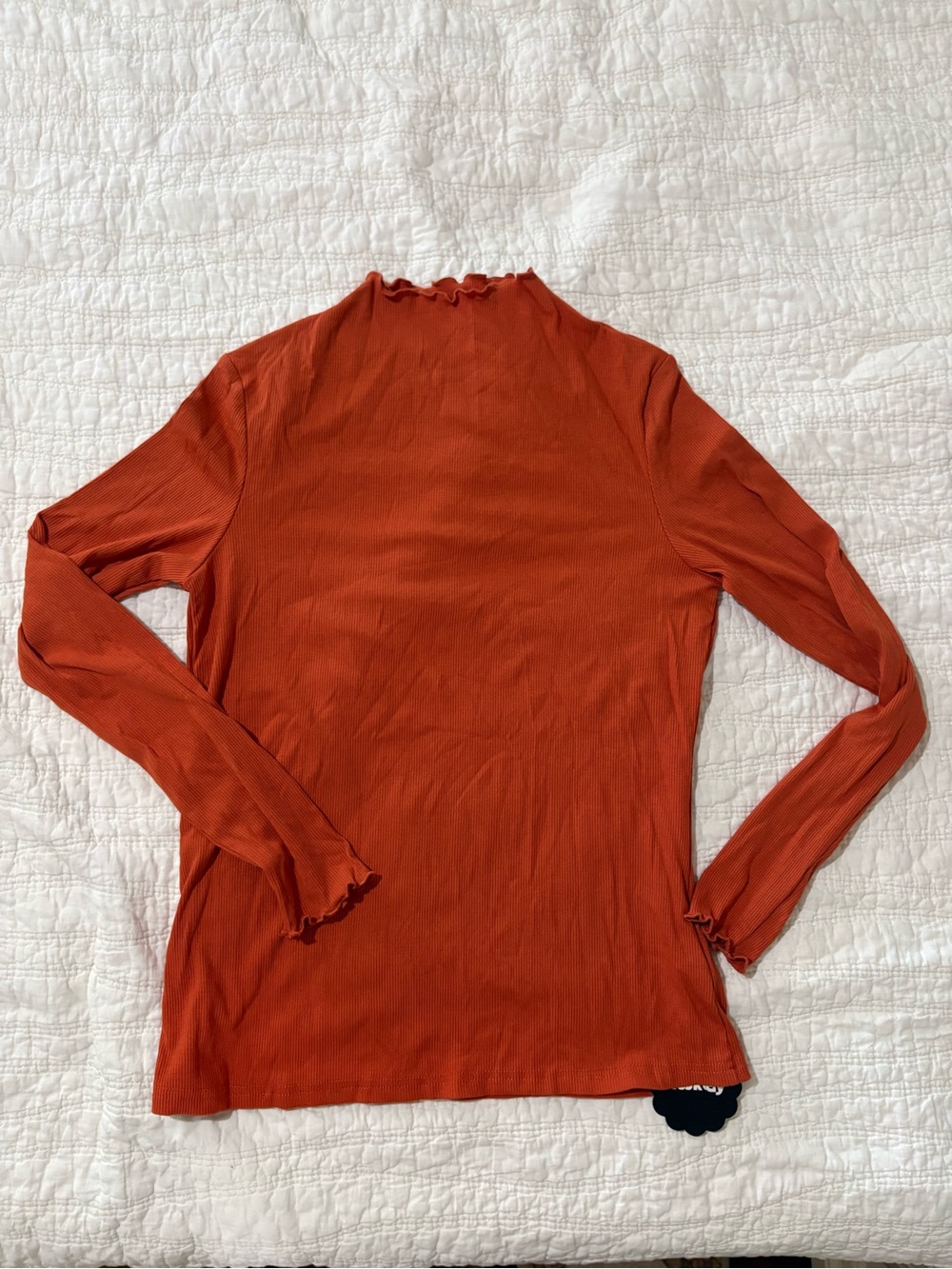 Women's Rust Ribbed Long-Sleeve Mock Neck Top